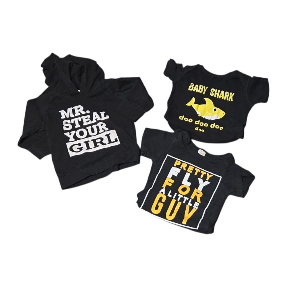 Baby Boy 9M Graphic Tee Bundle | “Mr Steal Your Girl” Hoodie + Funny Onesies